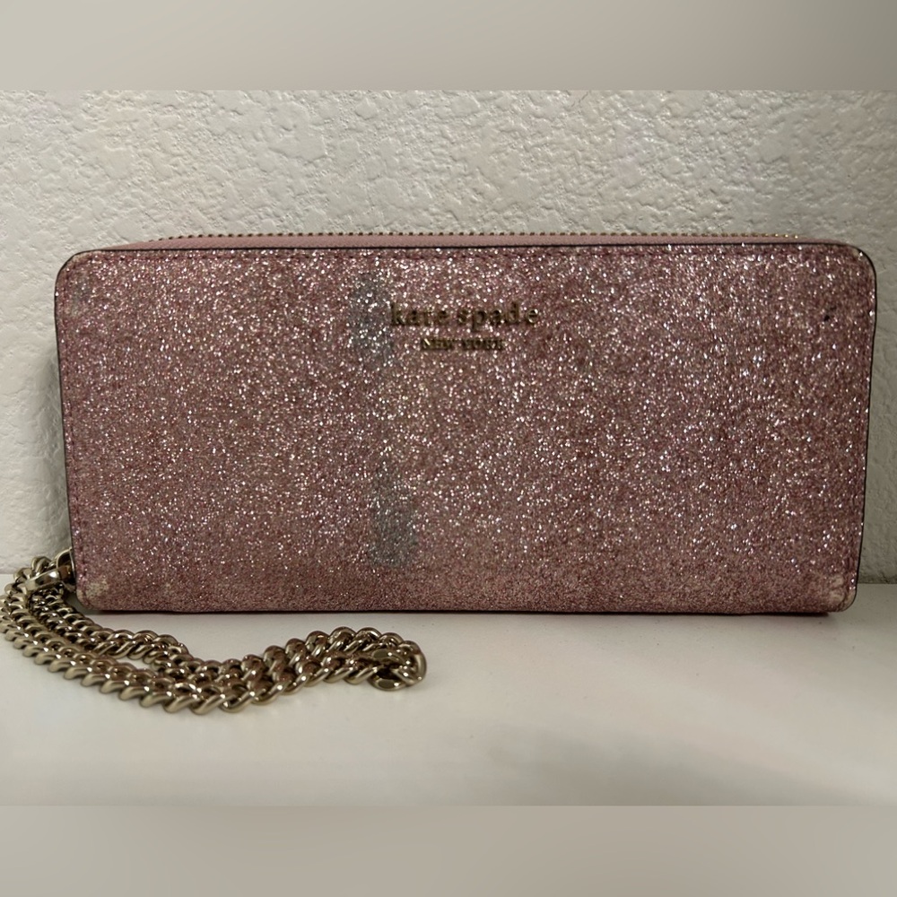 🔥 SOLD 🔥 Kate Spade Shimmery Tinsel Glitter Large Continental Lavender Zippy Wri